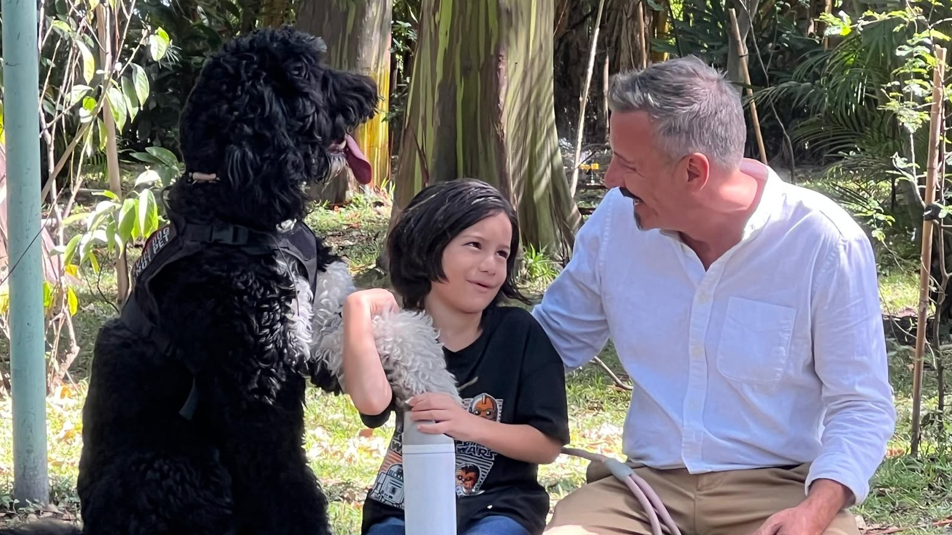 Entrenador trabajando con un perro de asistencia